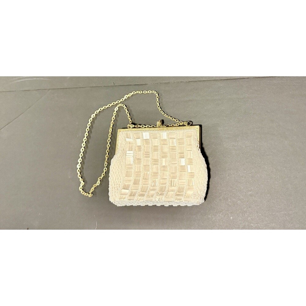 Mister Ernest White Vintage Beaded Evening Bag White Bridal purse crossbody